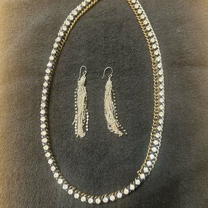 Stella & Dot Silver and Gold Necklace Set